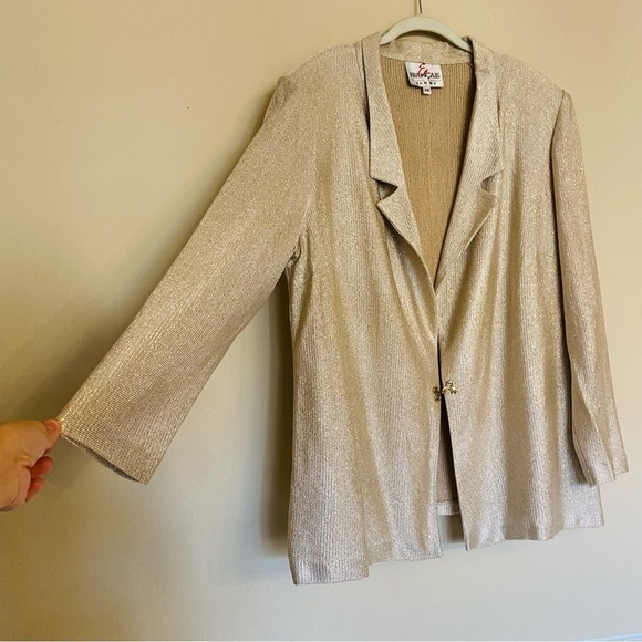 Vintage EN FRANCAIS by HUEY WALTZER Gold Dress & Blazer Size 24 Elegant Church - Picture 6 of 16